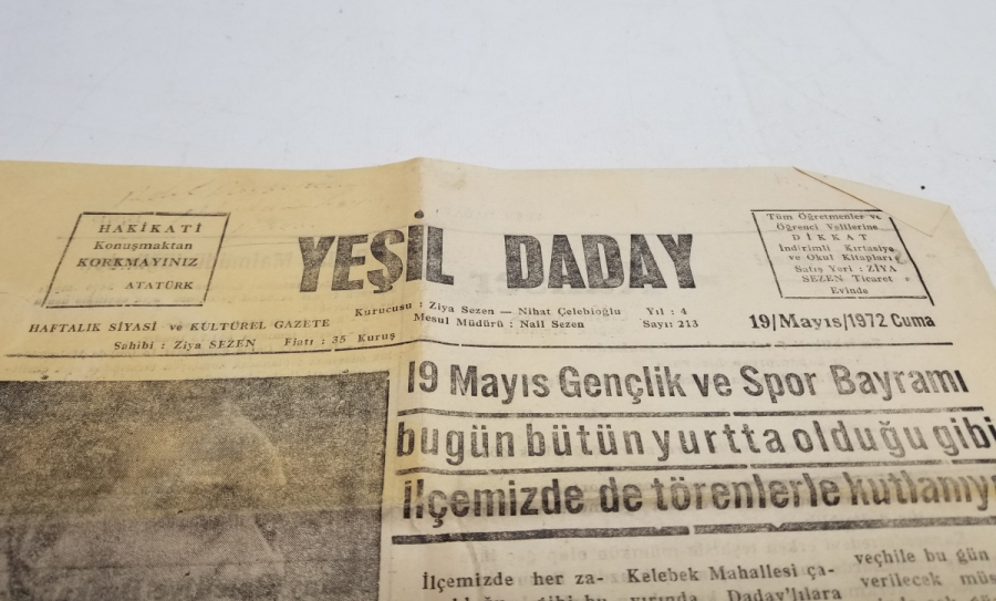 1972 TARİHLİ YEŞİL DADAY GAZETESİ