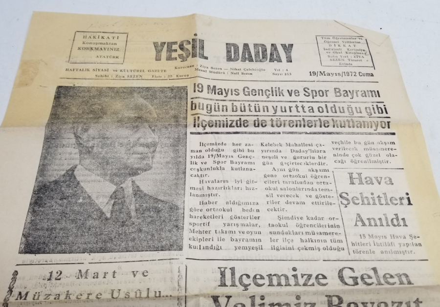 1972 TARİHLİ YEŞİL DADAY GAZETESİ