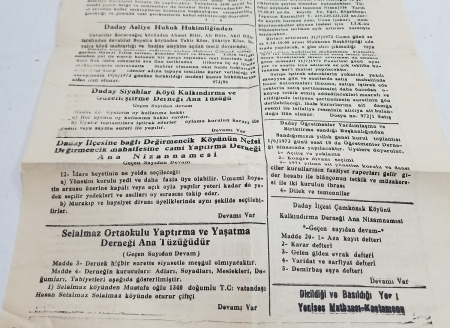 1972 TARİHLİ YEŞİL DADAY GAZETESİ