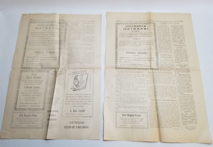 MÜCADELE İSİMLİ 2 ADET ANTİKA GAZETE