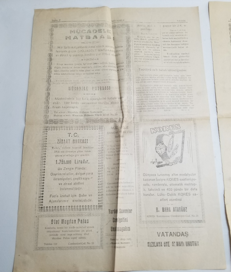 MÜCADELE İSİMLİ 2 ADET ANTİKA GAZETE