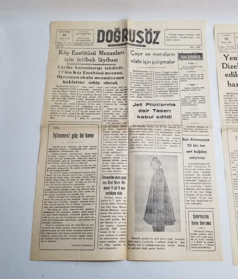 DOĞRUSÖZ İSİMLİ 2 ADET ANTİKA GAZETE