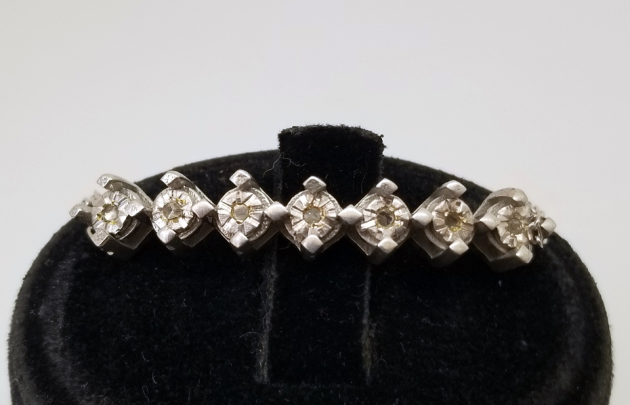 PIRLANTA TAŞLI GÜMÜŞ BİLEZİK - BİLEKLİK