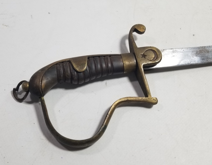 1. DÜNYA SAVAŞI DÖNEMİ BOYNUZ SAPLI VE AY YILDIZLI OSMANLI HAFİF SÜVARİ KILICI