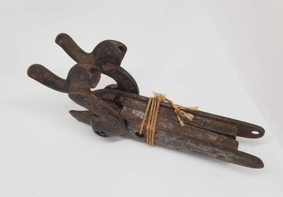 OSMANLI DÖNEMİ RUM USTA DAMGALI VE SMYRNE YAZILI ÇİFT DOLMA TÜFEK HOROZU - MEKANİZMASI