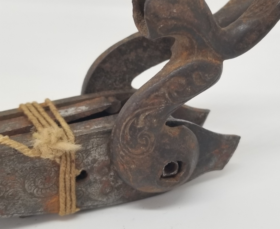 OSMANLI DÖNEMİ RUM USTA DAMGALI VE SMYRNE YAZILI ÇİFT DOLMA TÜFEK HOROZU - MEKANİZMASI