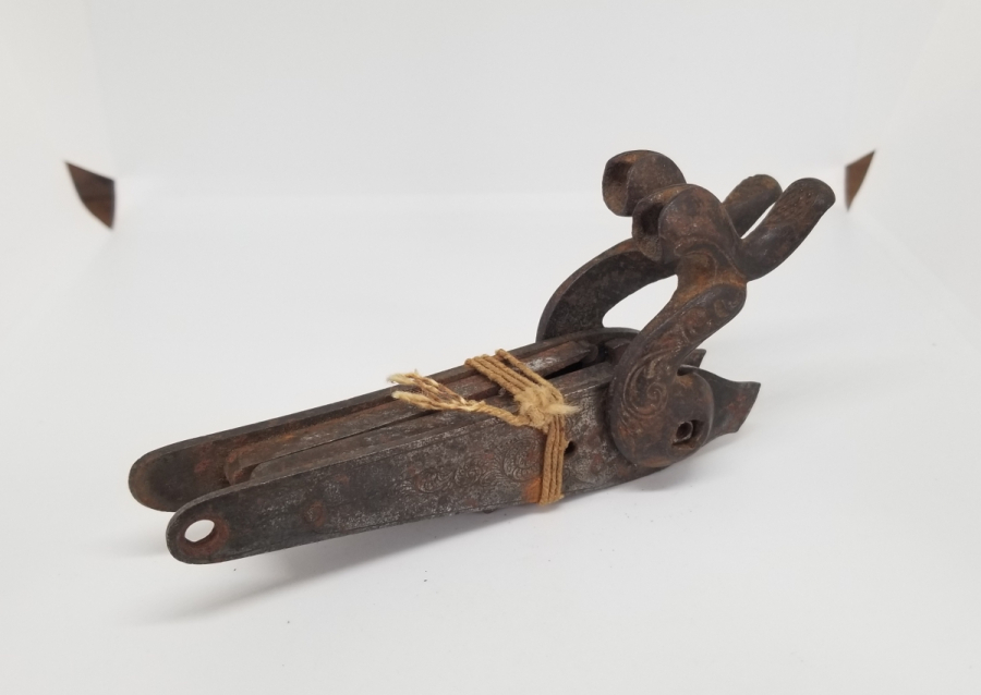 OSMANLI DÖNEMİ RUM USTA DAMGALI VE SMYRNE YAZILI ÇİFT DOLMA TÜFEK HOROZU - MEKANİZMASI