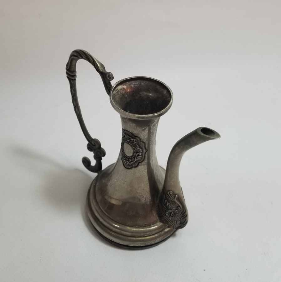 GÜMÜŞ KAPLAMA DEKORATİF SÜRAHİ FORMLU MASA ÜSTÜ OBJESİ