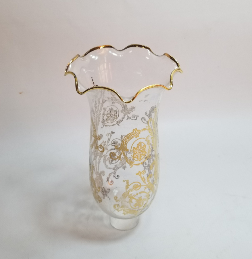 ÜZERİ ALTIN VARAKLI ANTİKA GAZ LAMBASI CAMI