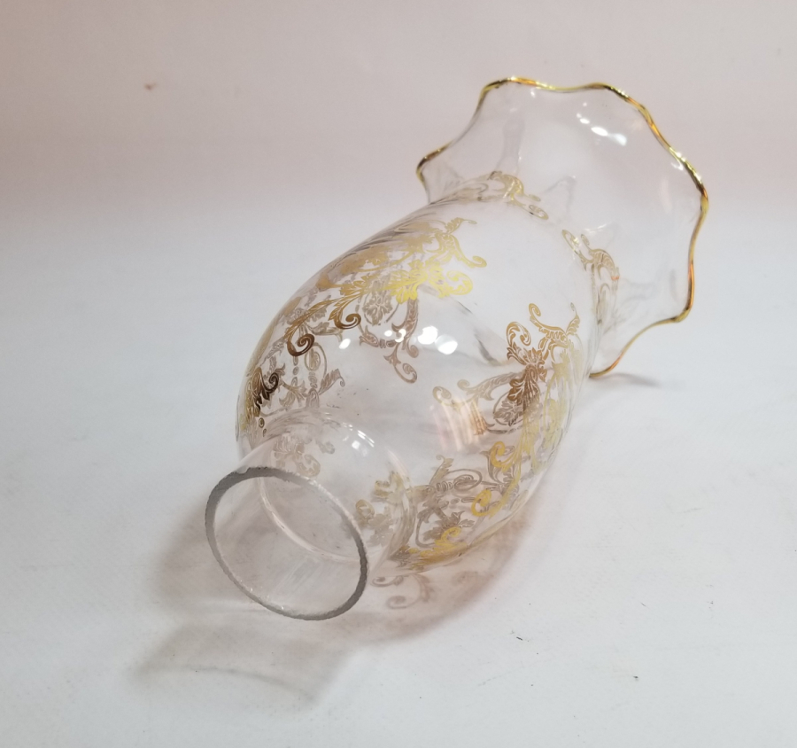 ÜZERİ ALTIN VARAKLI ANTİKA GAZ LAMBASI CAMI