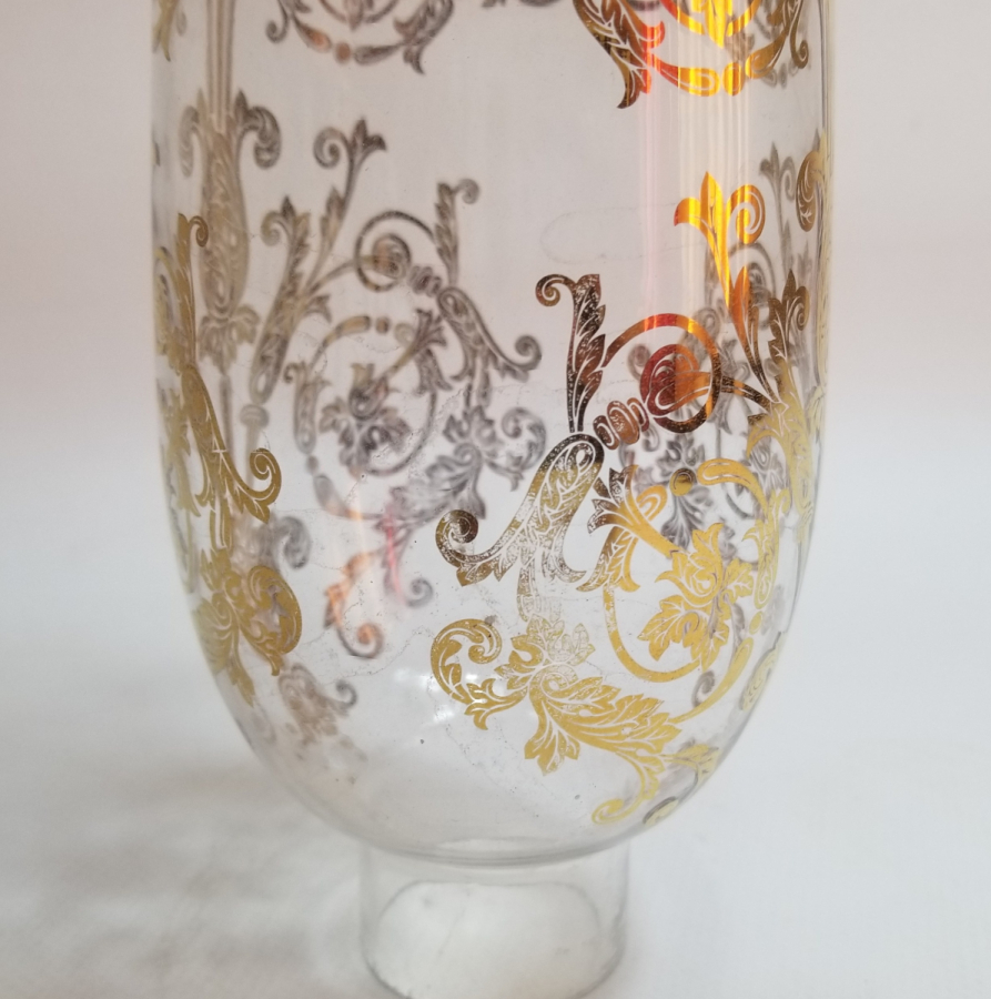 ÜZERİ ALTIN VARAKLI ANTİKA GAZ LAMBASI CAMI