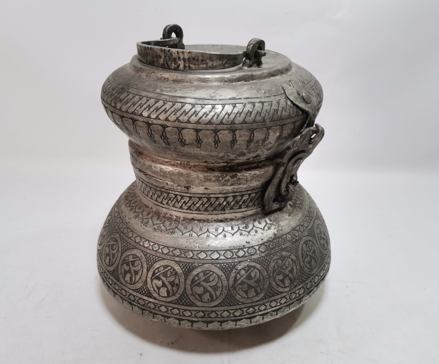 ÜZERİ OSMANLICA YAZILI MUĞLA KAVAKLIDERE İŞİ ÖZEL YAPIM BAKIR YAĞ DEPMESİ