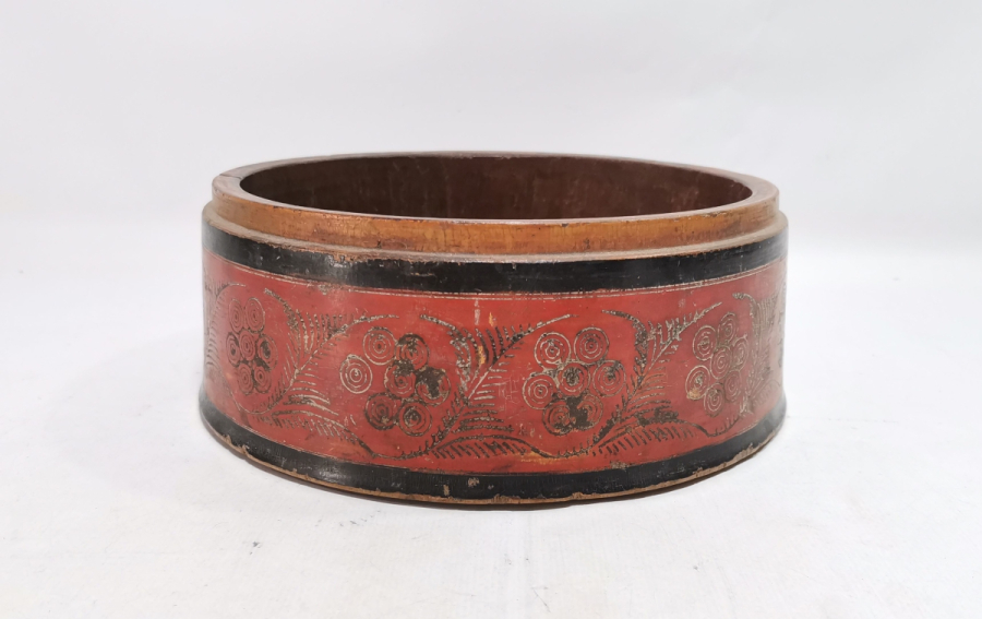 ÜZERİ EL BOYAMA İŞÇİLİKLİ NADİR TİPTE TEKKE İŞİ AHŞAP KASE