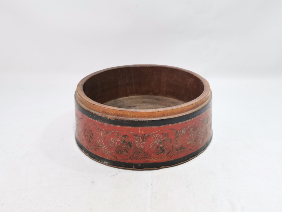 ÜZERİ EL BOYAMA İŞÇİLİKLİ NADİR TİPTE TEKKE İŞİ AHŞAP KASE