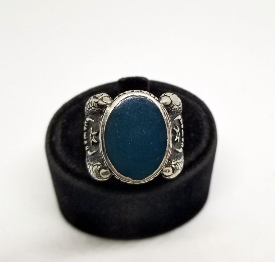 KARTAL PENÇESİ FORMUNDA YAPILMIŞ AY YILDIZLI GÜMÜŞ YÜZÜK