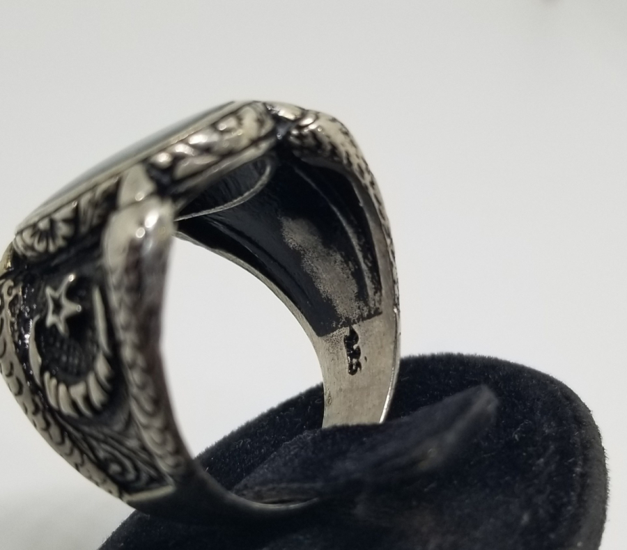 KARTAL PENÇESİ FORMUNDA YAPILMIŞ AY YILDIZLI GÜMÜŞ YÜZÜK