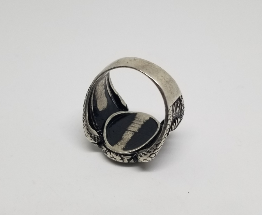 KARTAL PENÇESİ FORMUNDA YAPILMIŞ AY YILDIZLI GÜMÜŞ YÜZÜK