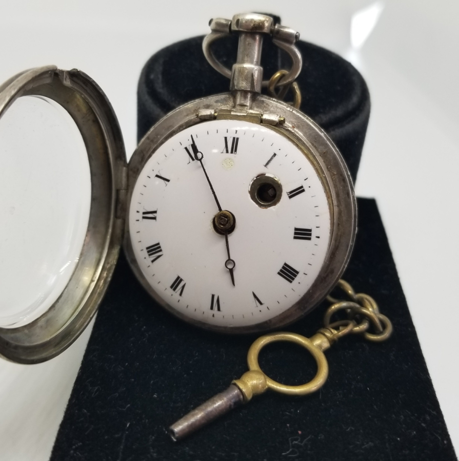 NADİR TİPTE GÜMÜŞ KASA ÖNDEN KURMALI ÖZEL YAPIM PRIOR CEP SAATİ