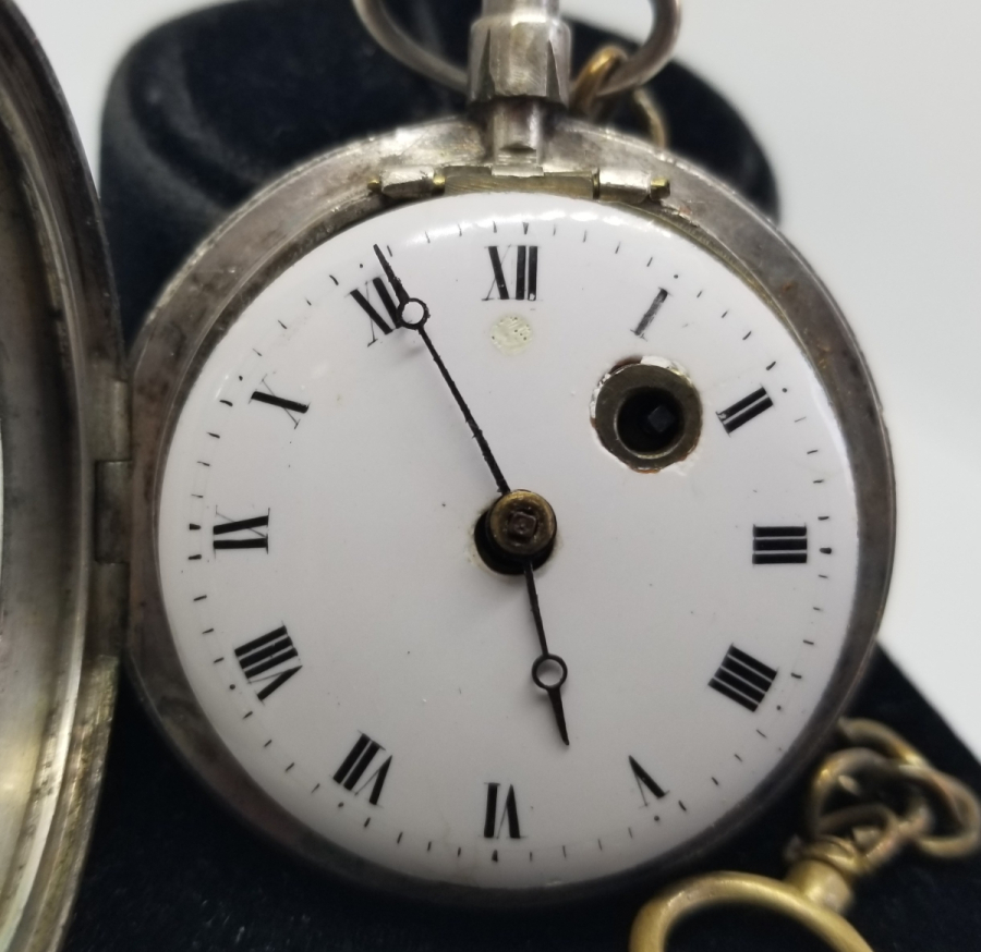 NADİR TİPTE GÜMÜŞ KASA ÖNDEN KURMALI ÖZEL YAPIM PRIOR CEP SAATİ