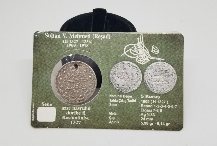SULTAN MEHMET REŞAT HAN DÖNEMİ GÜMÜŞ 5 KURUŞ MECİDİYE