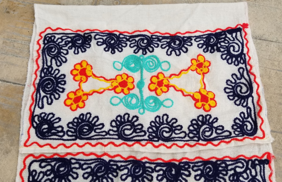 NADİR TİPTE EL YAPIMI SUZANİ YAĞLIK - HAVLU