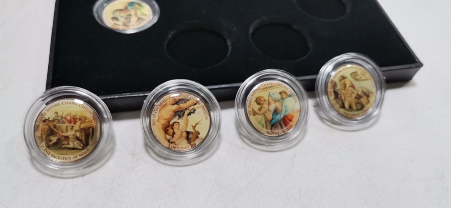 SİSTİNE ŞAPEL'İNİN 500 YILLIK FRENKSLERİ GÖRSELLİ GÜMÜŞ KAPLAMA HATIRA PARA LOTU