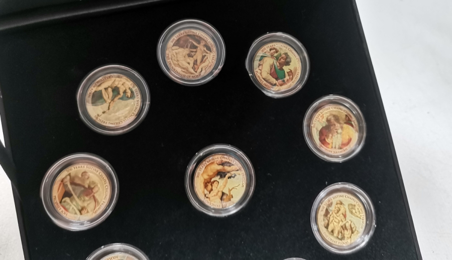 SİSTİNE ŞAPEL'İNİN 500 YILLIK FRENKSLERİ GÖRSELLİ GÜMÜŞ KAPLAMA HATIRA PARA LOTU