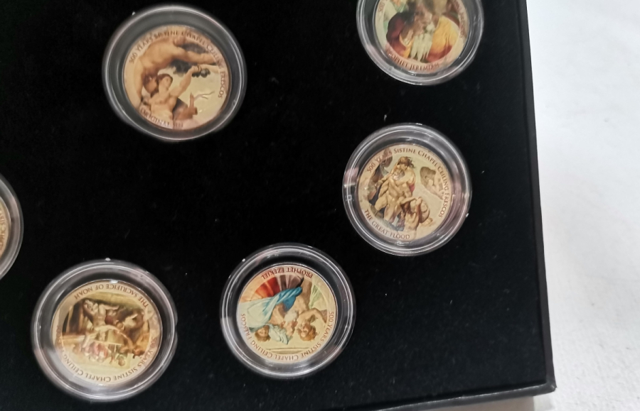 SİSTİNE ŞAPEL'İNİN 500 YILLIK FRENKSLERİ GÖRSELLİ GÜMÜŞ KAPLAMA HATIRA PARA LOTU