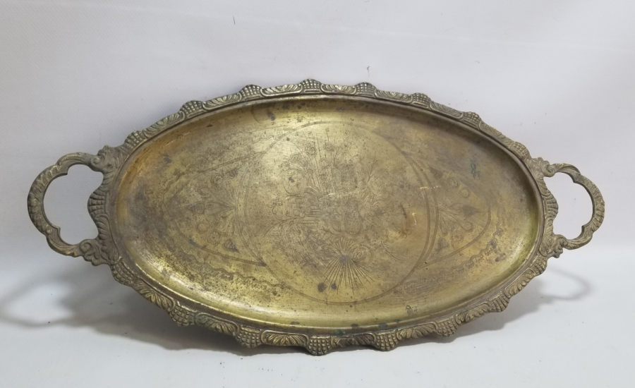 KALEM VE KABARTMA İŞÇİLİKLİ ANTİKA KAHVE TEPSİSİ