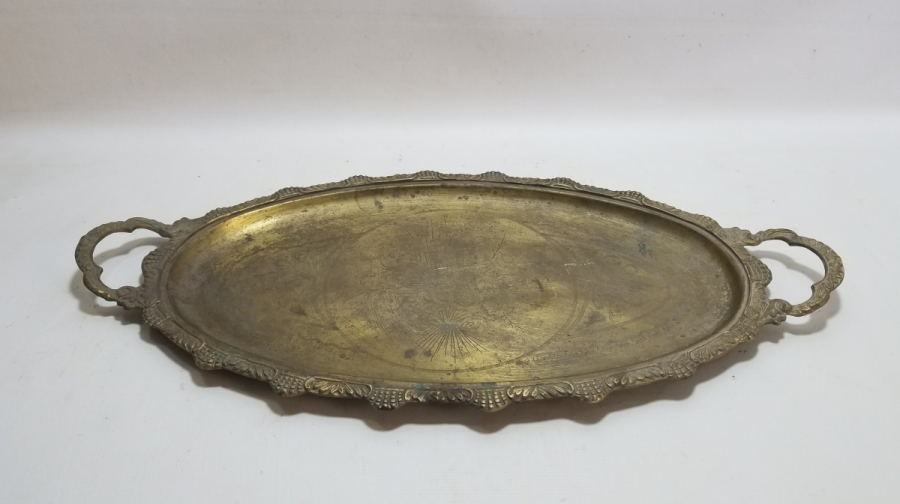 KALEM VE KABARTMA İŞÇİLİKLİ ANTİKA KAHVE TEPSİSİ