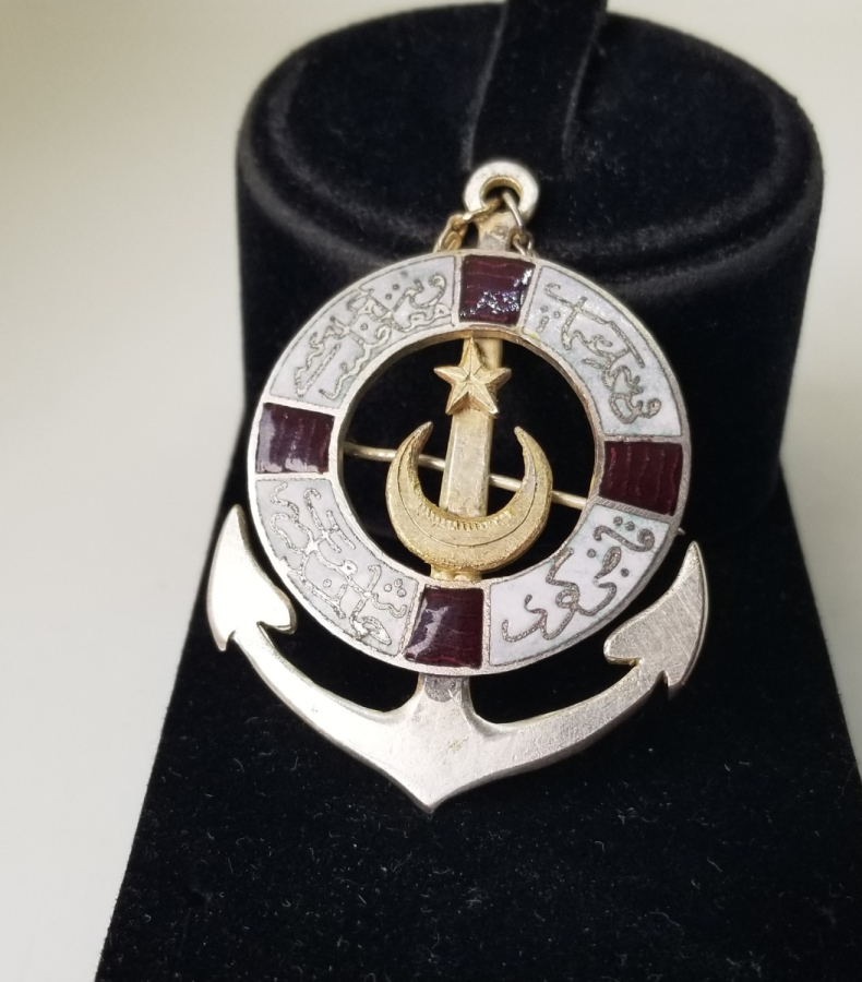 1. DÜNYA SAVAŞI DÖNEMİ NADİR DONANMA-İ OSMANİ MUAVENET-İ MİLLİYE CEMİYETİ KADIKÖY HANIMLAR ŞUBESİ ROZETİ