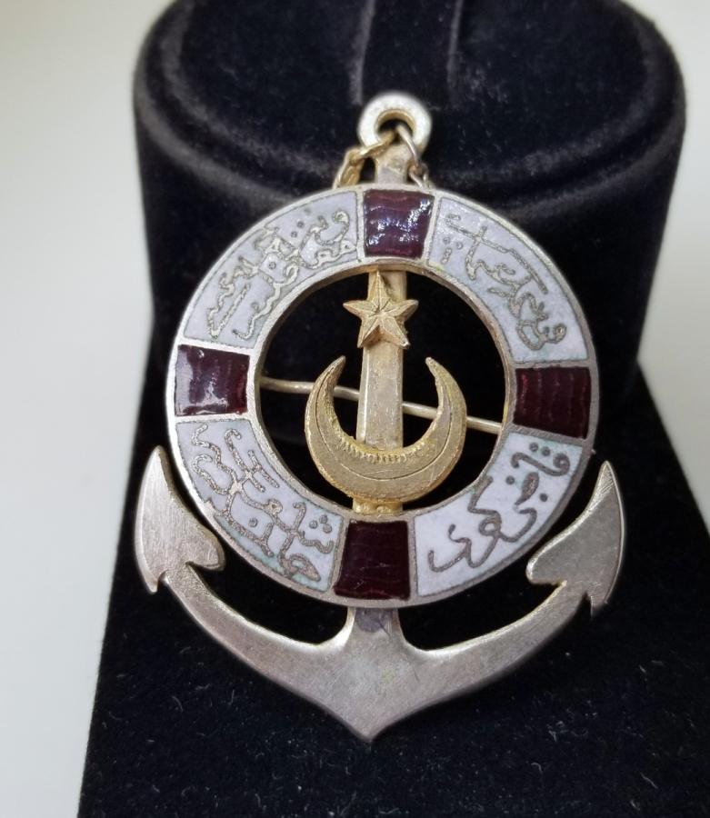 1. DÜNYA SAVAŞI DÖNEMİ NADİR DONANMA-İ OSMANİ MUAVENET-İ MİLLİYE CEMİYETİ KADIKÖY HANIMLAR ŞUBESİ ROZETİ