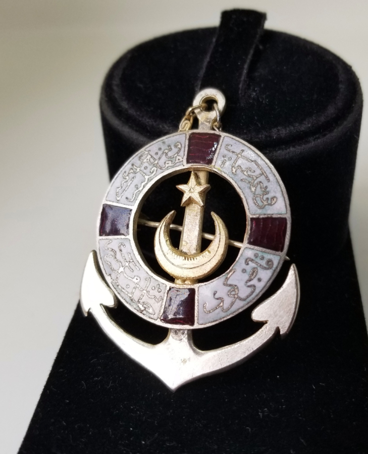 1. DÜNYA SAVAŞI DÖNEMİ NADİR DONANMA-İ OSMANİ MUAVENET-İ MİLLİYE CEMİYETİ KADIKÖY HANIMLAR ŞUBESİ ROZETİ