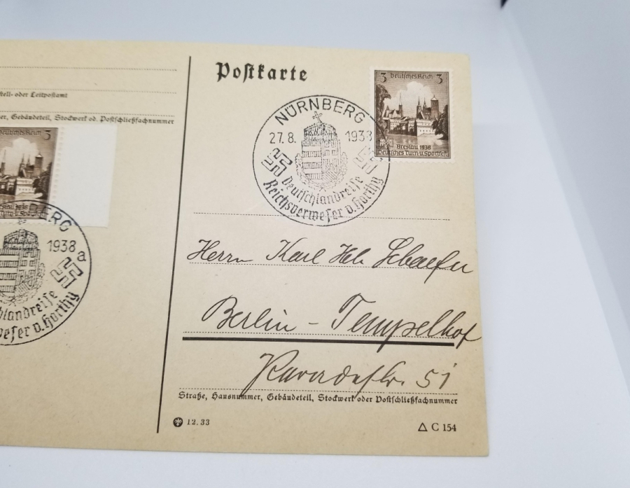 ÜZERİ GAMALI HAÇ DAMGALI VE PULLU 2. DÜNYA SAVAŞI DÖNEMİ NAZİ KARTPOSTAL