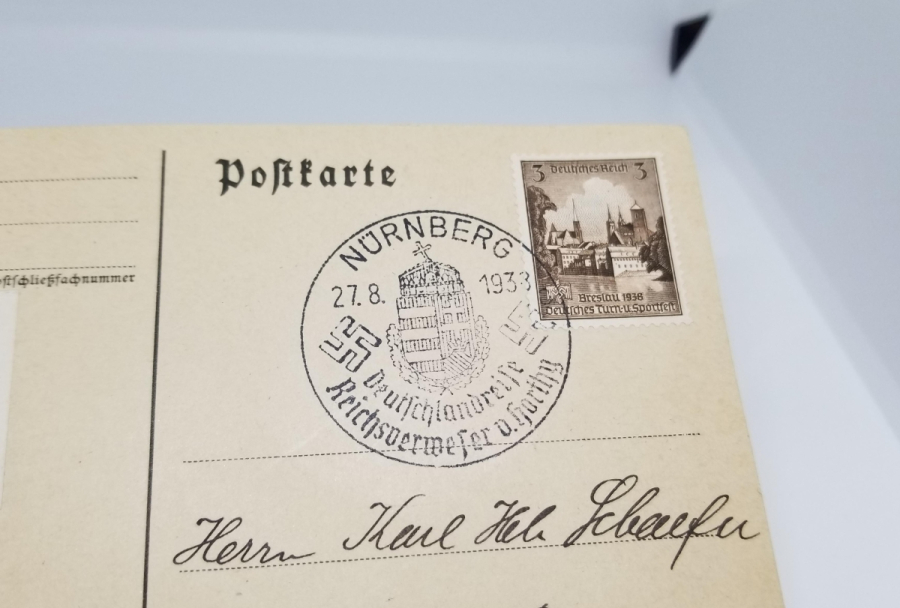 ÜZERİ GAMALI HAÇ DAMGALI VE PULLU 2. DÜNYA SAVAŞI DÖNEMİ NAZİ KARTPOSTAL