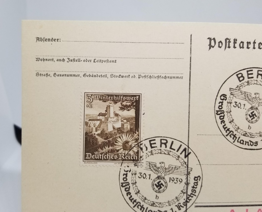 ÜZERİNDE GAMALI HAÇ DAMGASII BULUNAN 2. DÜNYA SAVAŞI DÖNEMİ NAZİ KARTPOSTAL