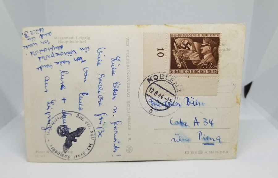 ÜZERİ GAMALI HAÇ DAMGALI VE PULLU 2. DÜNYA SAVAŞI DÖNEMİ NAZİ KARTPOSTAL