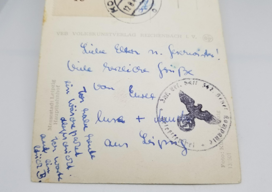 ÜZERİ GAMALI HAÇ DAMGALI VE PULLU 2. DÜNYA SAVAŞI DÖNEMİ NAZİ KARTPOSTAL