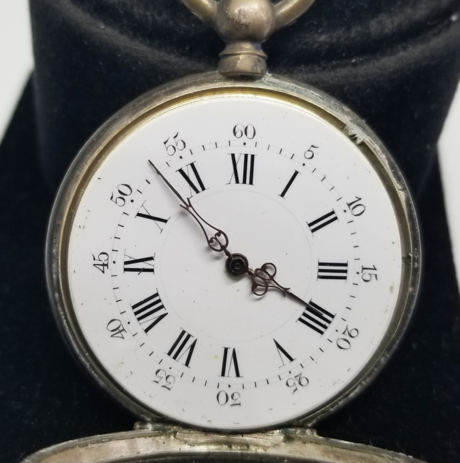 AKREP YELKOVANI LALE FORMLU ANTİKA GÜMÜŞ CEP SAATİ