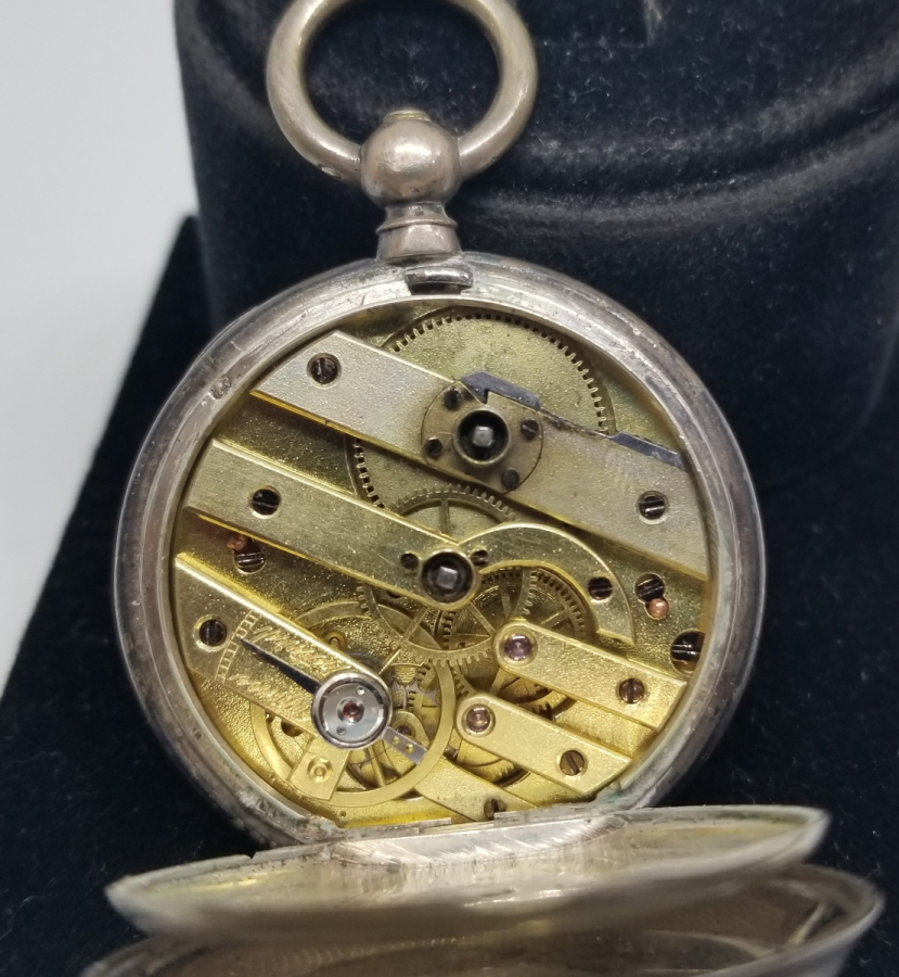 AKREP YELKOVANI LALE FORMLU ANTİKA GÜMÜŞ CEP SAATİ