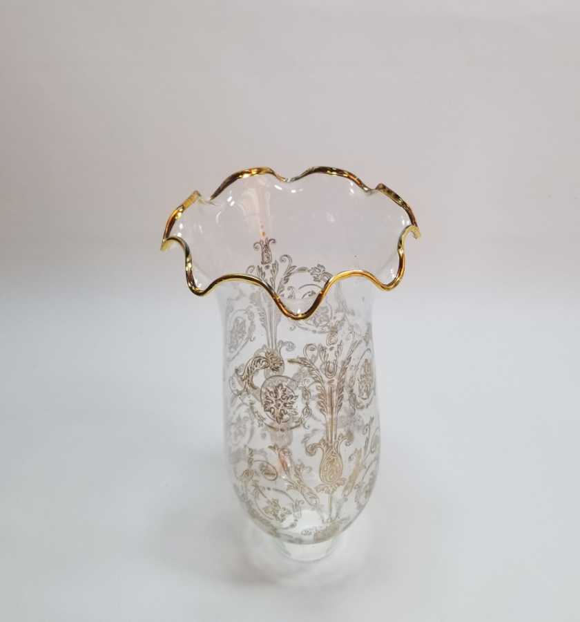 ÜZERİ ALTIN VARAKLI ANTİKA GAZ LAMBASI CAMI