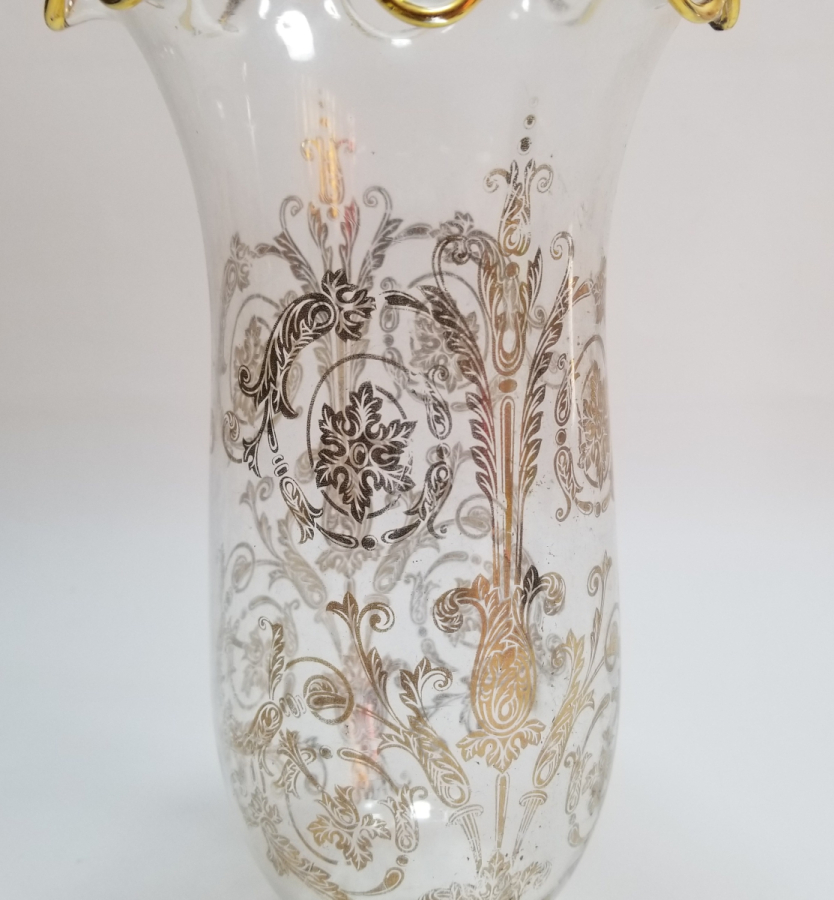 ÜZERİ ALTIN VARAKLI ANTİKA GAZ LAMBASI CAMI