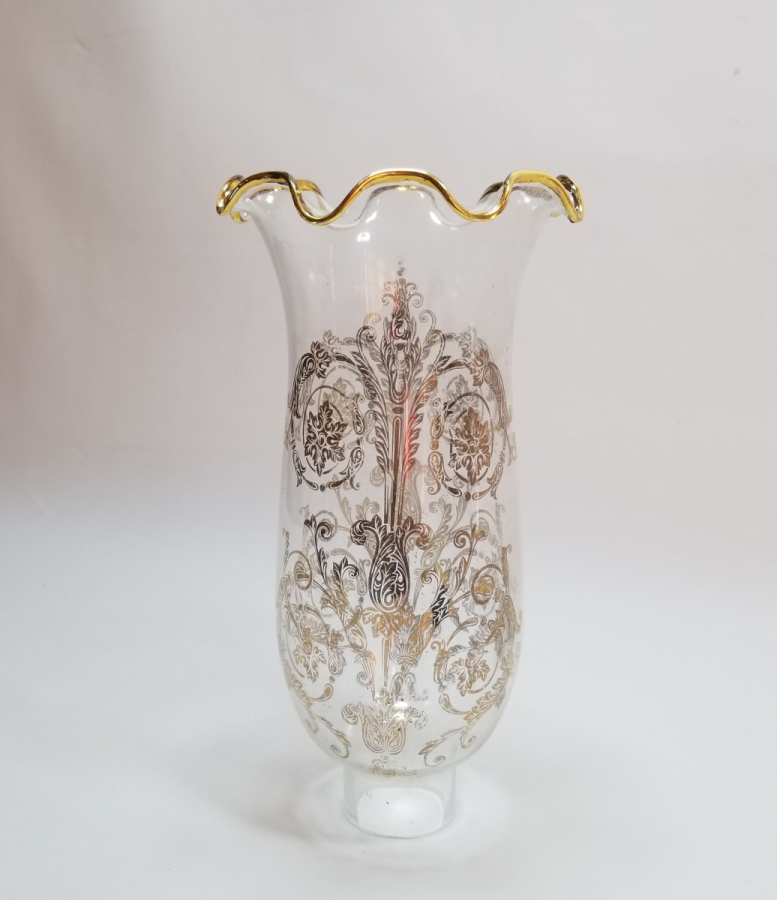 ÜZERİ ALTIN VARAKLI ANTİKA GAZ LAMBASI CAMI