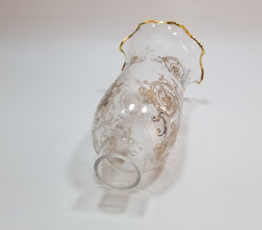 ÜZERİ ALTIN VARAKLI ANTİKA GAZ LAMBASI CAMI