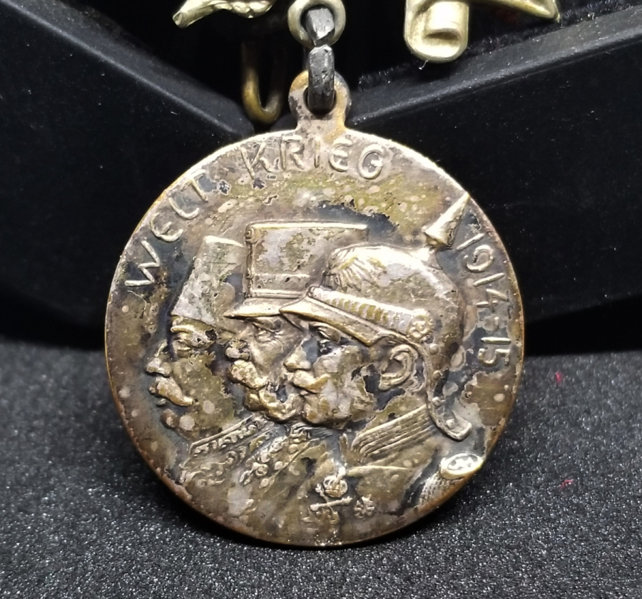 1. DÜNYA SAVAŞI DÖNEMİ ORİJİNAL ASKISIYLA NADİR TİPTE ÜÇLÜ İTTİFAK MADALYA