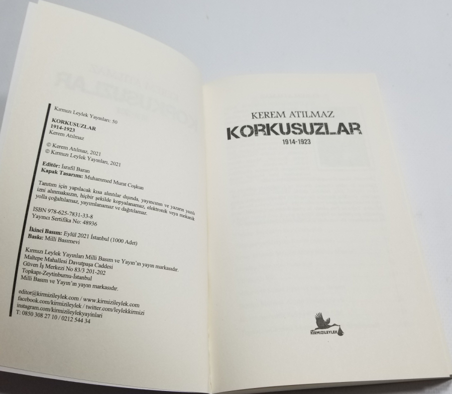 YAZAR KEREM ATILMAZ TARAFINDAN YAZILMIŞ KORKUSUZLAR İSİMLİ KİTAP