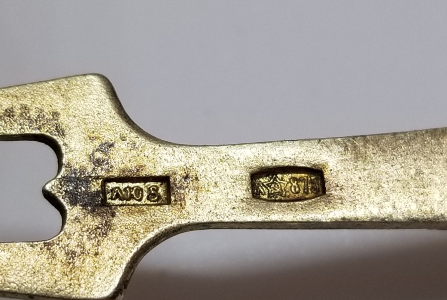 ORAK ÇEKİÇ DAMGALI ANTİKA MİNELİ RUS GÜMÜŞ PEYNİR ÇATALI