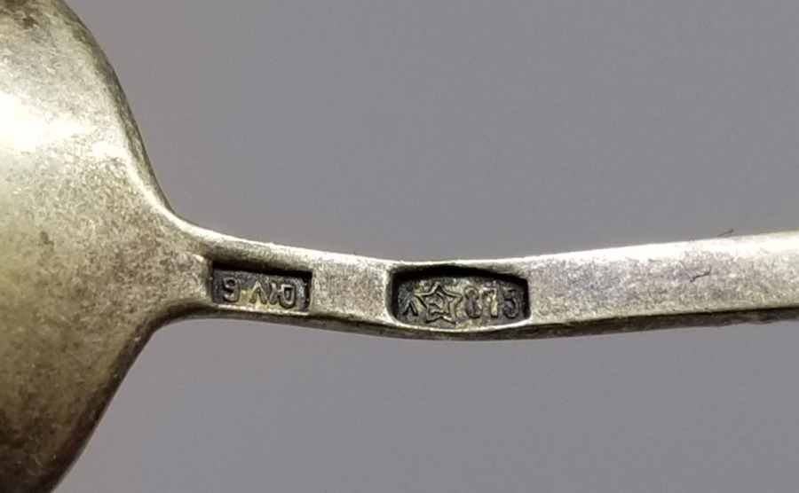 ORAK ÇEKİÇ DAMGALI ANTİKA RUS GÜMÜŞ HAYVAR KAŞIĞI