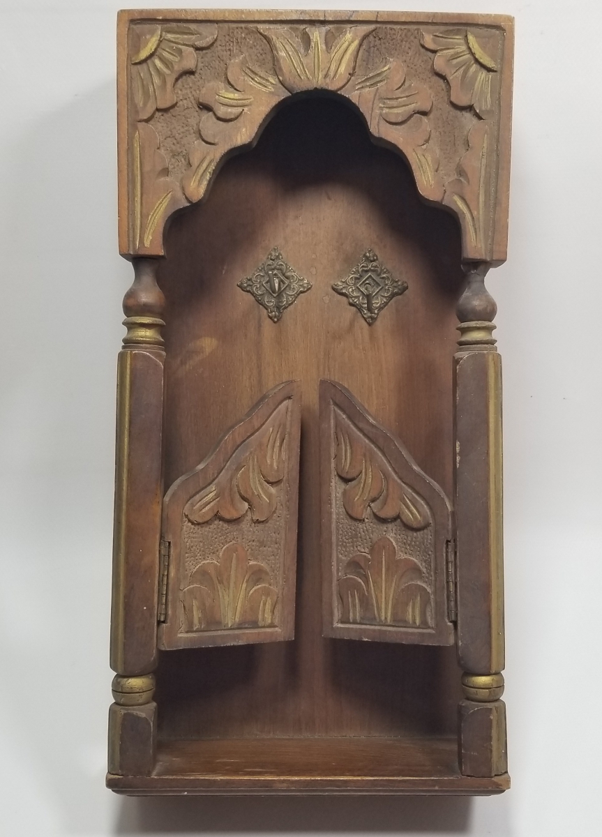 EL YAPIMI ALTIN VARAKLI ANTİKA AHŞAP ANAHTARLIK