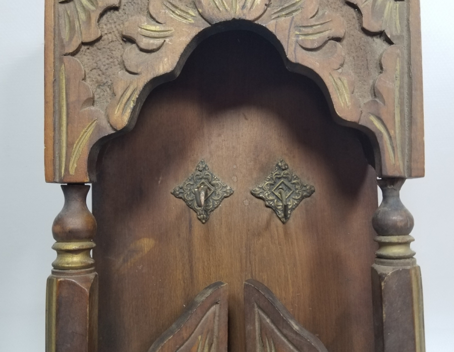 EL YAPIMI ALTIN VARAKLI ANTİKA AHŞAP ANAHTARLIK